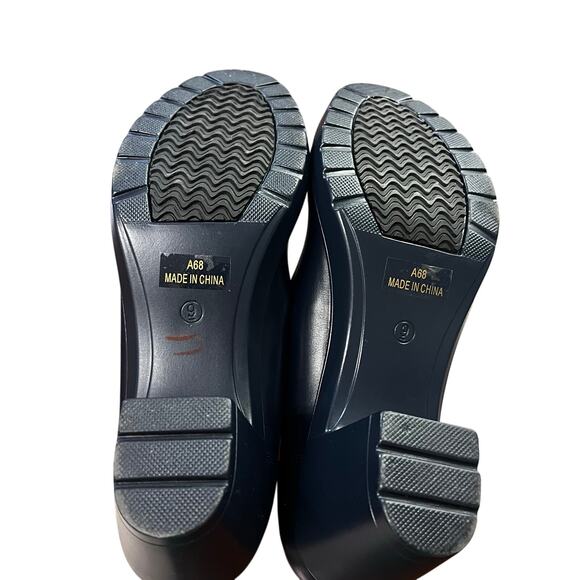 Athlefit Womens Chunky Block Heel Pumps Size 9 Navy Blue Lug Sole Slip On NWOB - Picture 4 of 9